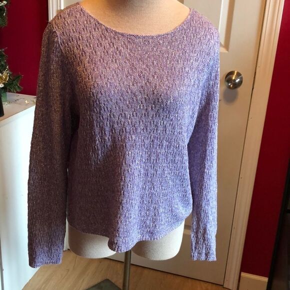 Eileen Fisher purple and white linen sweater sz PM - Picture 1 of 6